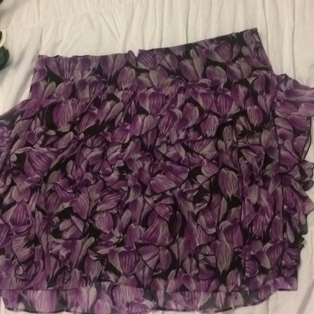 Worthington black skirt with purple flower petals